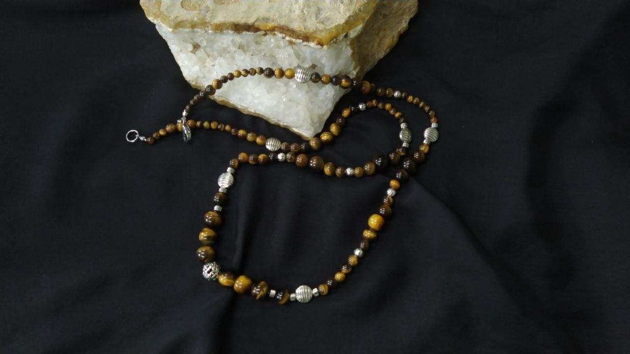 Бусы из натурального тигрового глаза