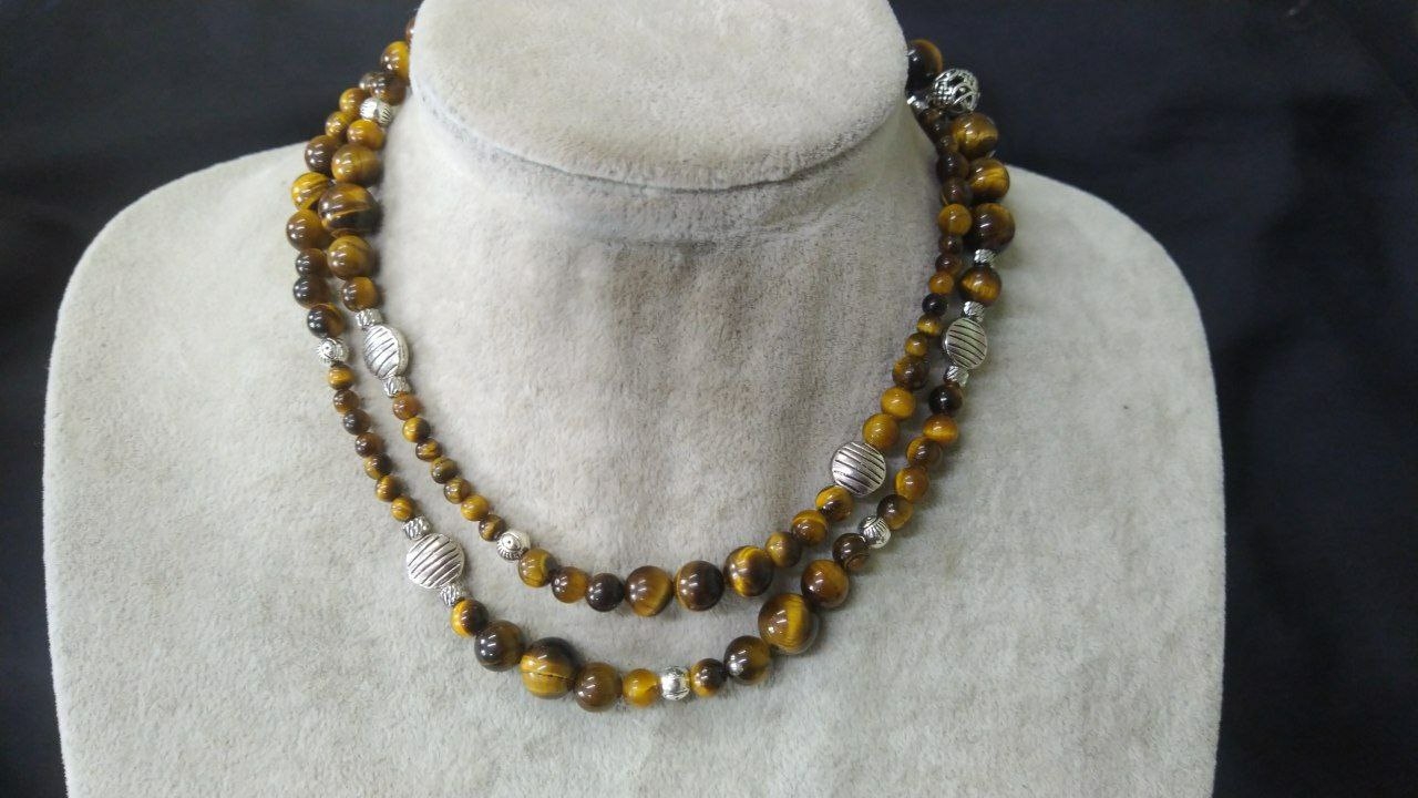 Бусы из натурального тигрового глаза