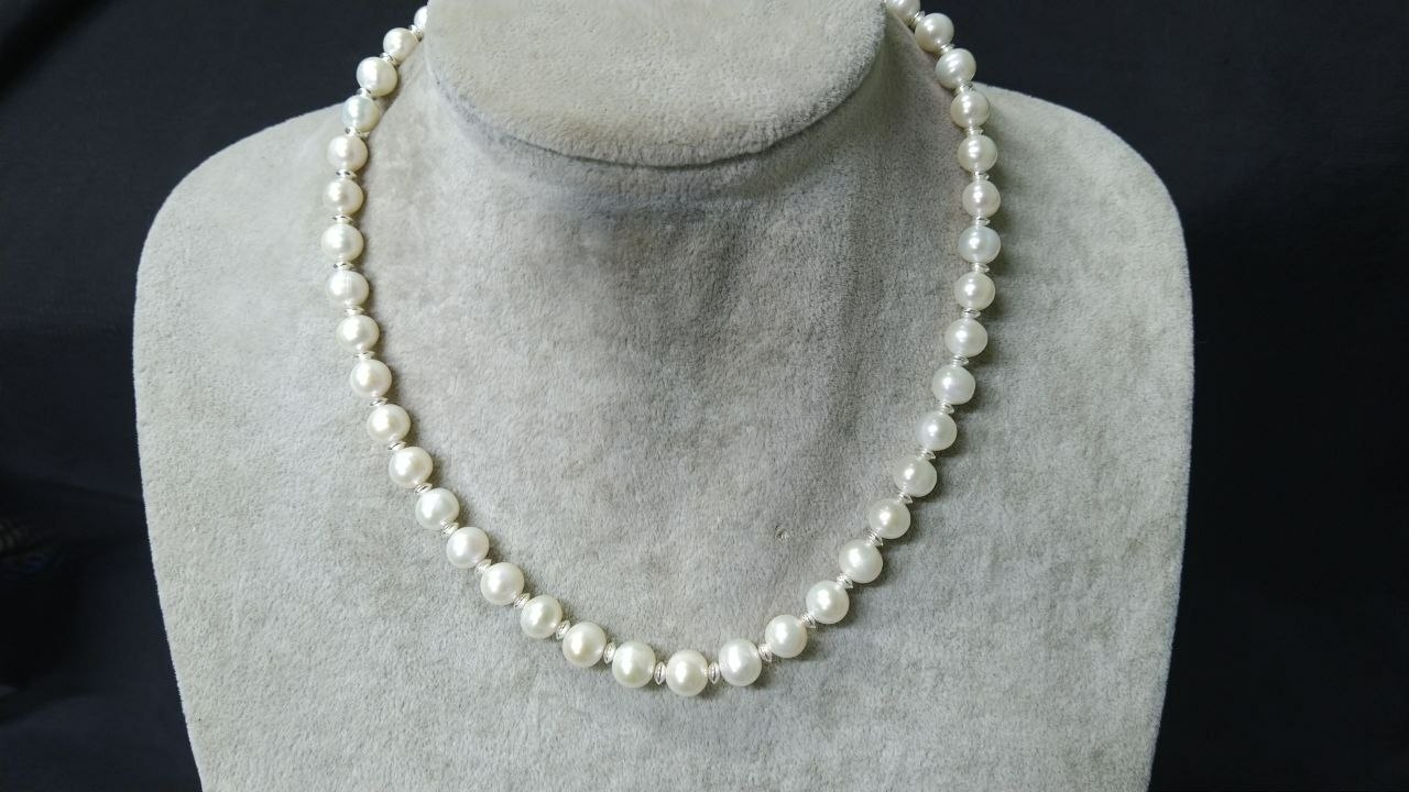 Бусы из натурального жемчуга белого цвета