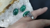 Комплект из натурального малахита - серьги и кольцо