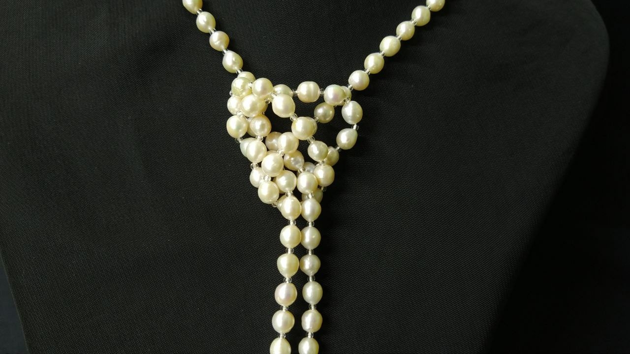 Позолоченный комплект из жемчуга - сотуар и серьги с фианитами